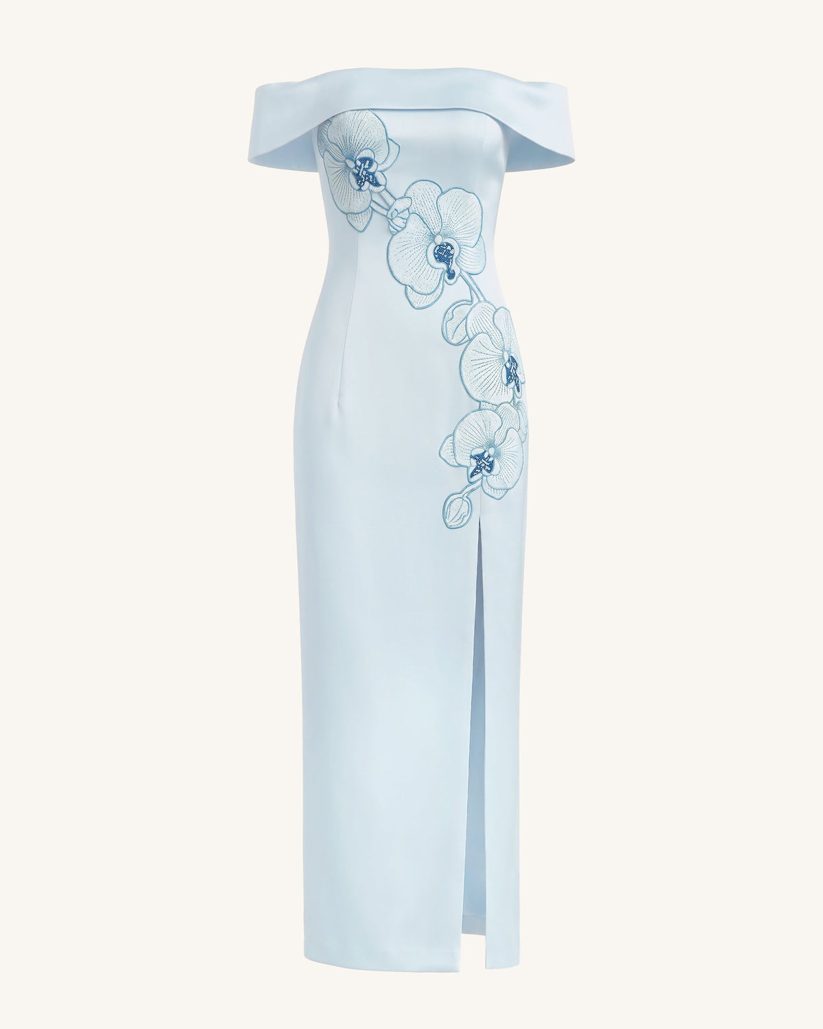 Orchid Embroidered Off-Shoulder Maxi Dress - Blue | JW PEI