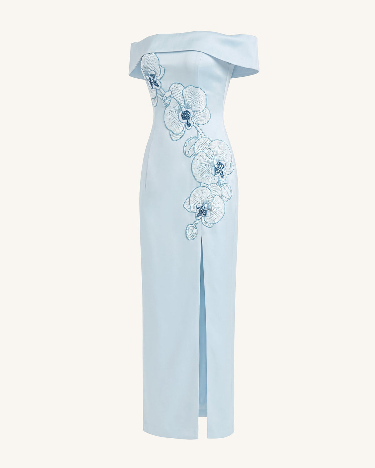 Orchid Embroidered Off-Shoulder Maxi Dress - Blue | JW PEI