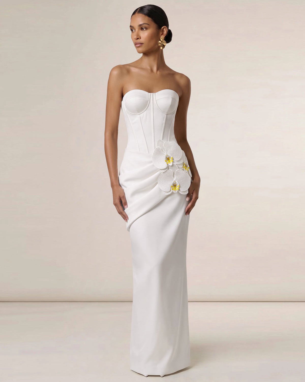 Orchid Embellished Corset Maxi Dress - White | JW PEI