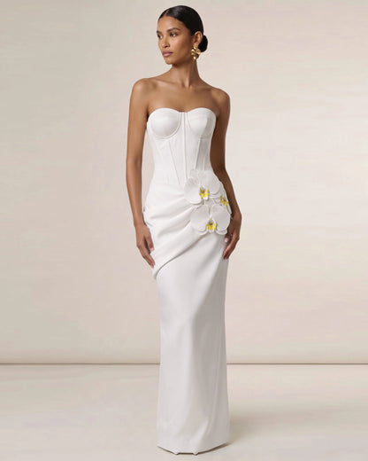 Orchid Embellished Corset Maxi Dress - White | JW PEI