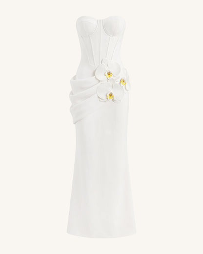 Orchid Embellished Corset Maxi Dress - White | JW PEI