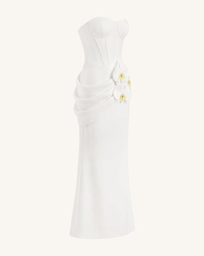 Orchid Embellished Corset Maxi Dress - White | JW PEI