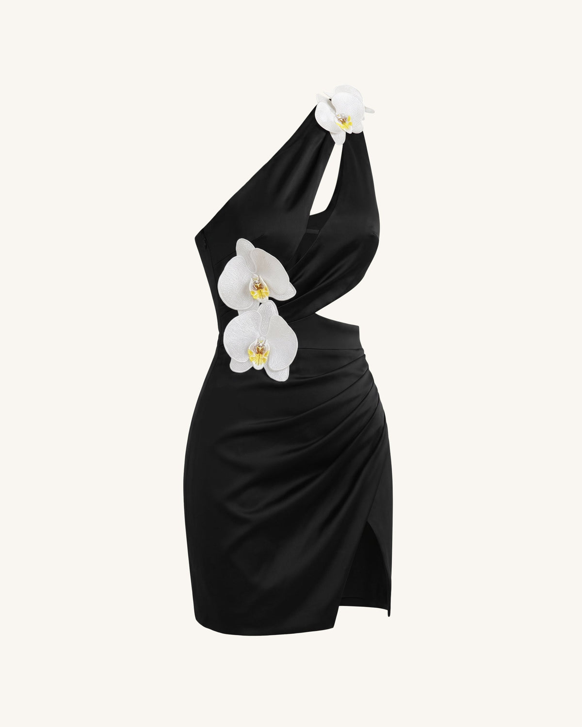 Orchid Embellished Cutout Mini Dress - Black | JW PEI