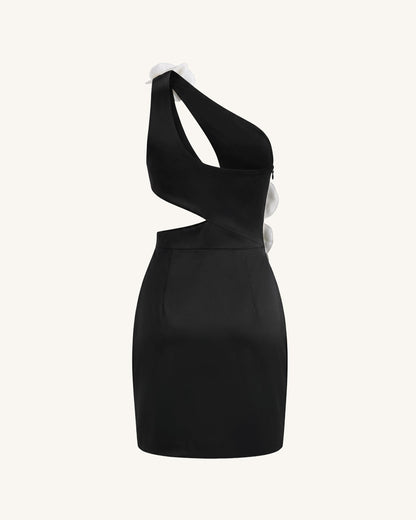 Orchid Embellished Cutout Mini Dress - Black | JW PEI