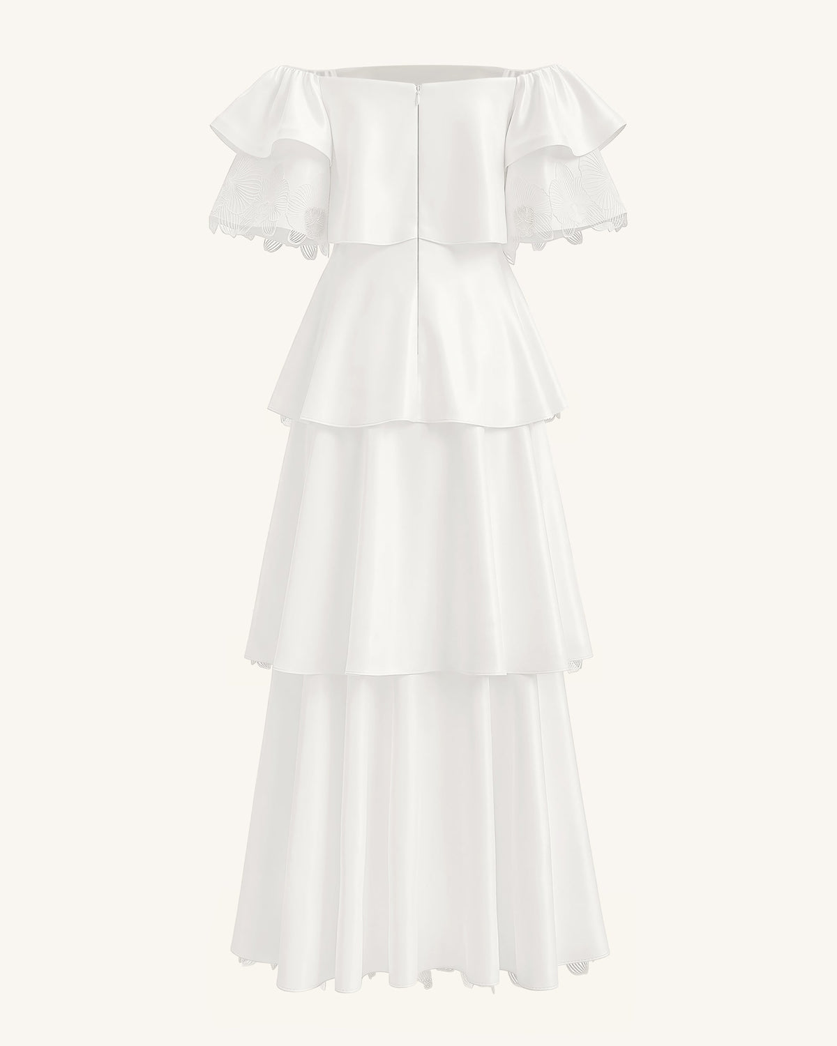 Orchid Embroidered Tiered Off-Shoulder Maxi Dress - White | JW PEI