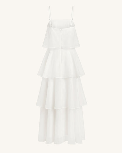 Orchid Embroidered Layered Maxi Dress - White | JW PEI