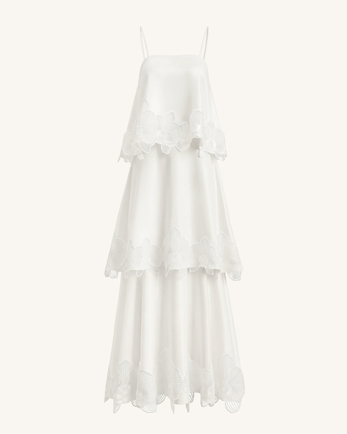 Orchid Embroidered Tiered Maxi Dress - White | JW PEI