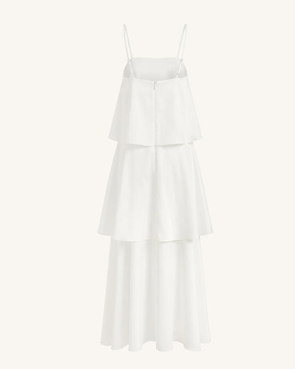 Orchid Embroidered Tiered Maxi Dress - White | JW PEI