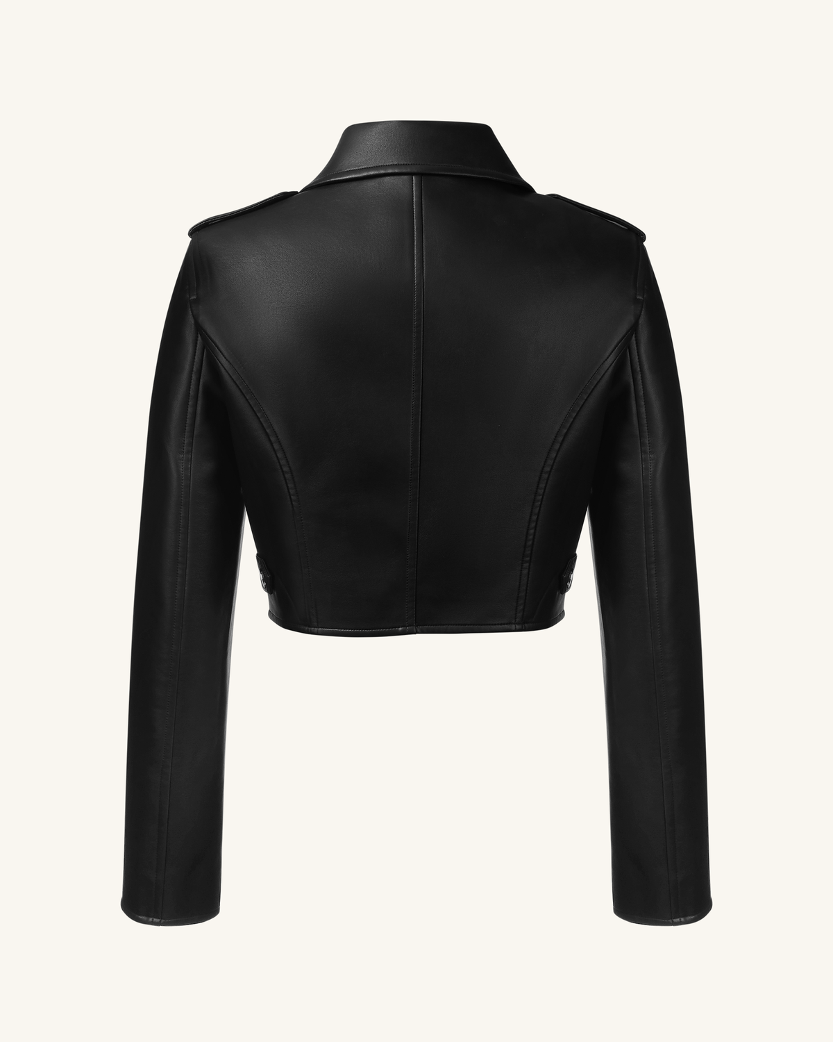 Sophie Cropped Leather Jacket - Black & Red | JW PEI