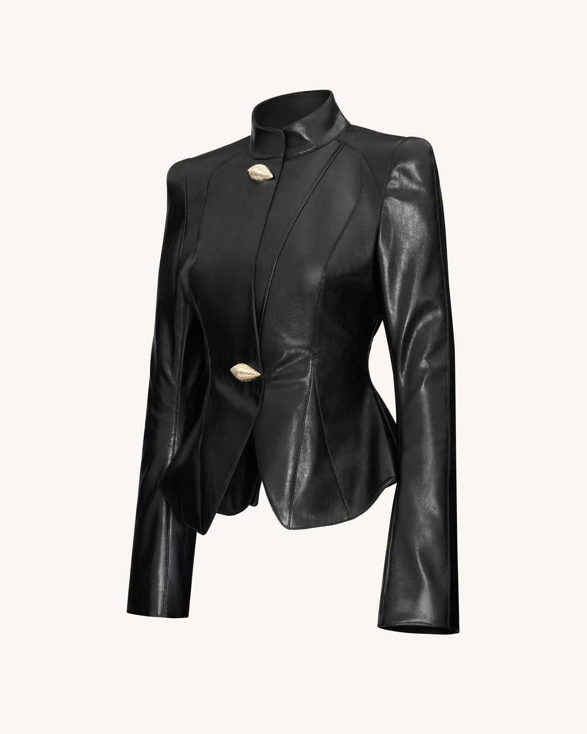 Autumn Metallic Conch PU Jacket - Black | JW PEI