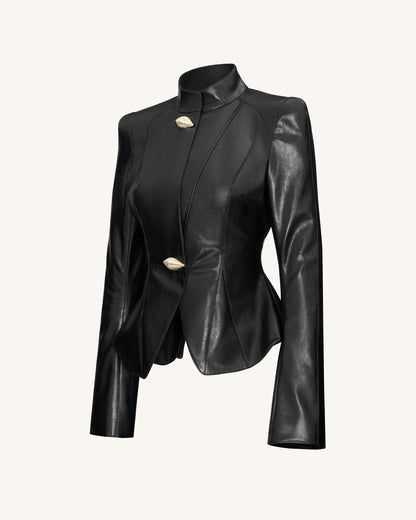 Autumn Metallic Conch PU Jacket - Black | JW PEI
