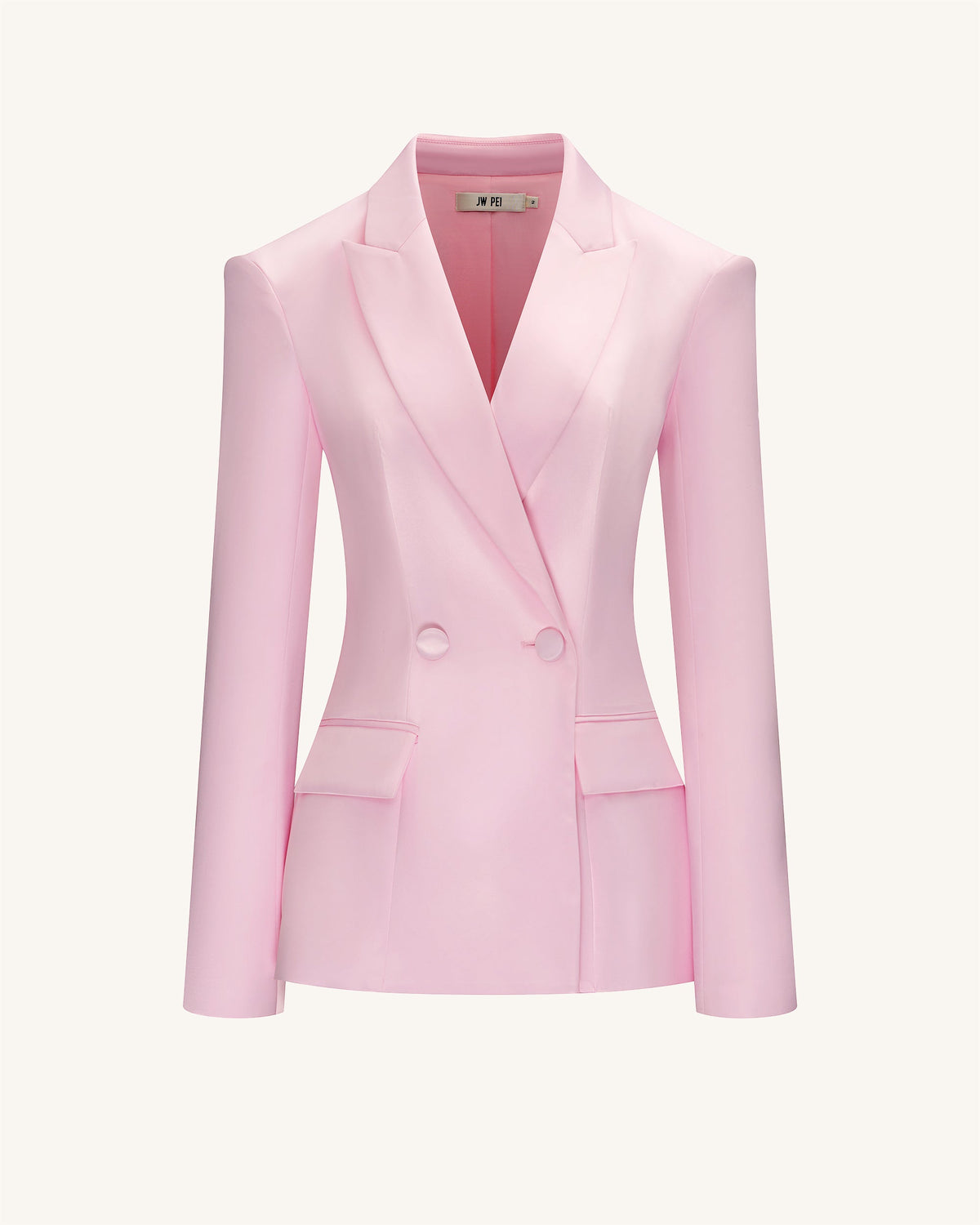 Lily Satin Double-Breasted Blazer Suit - Pink | JW PEI