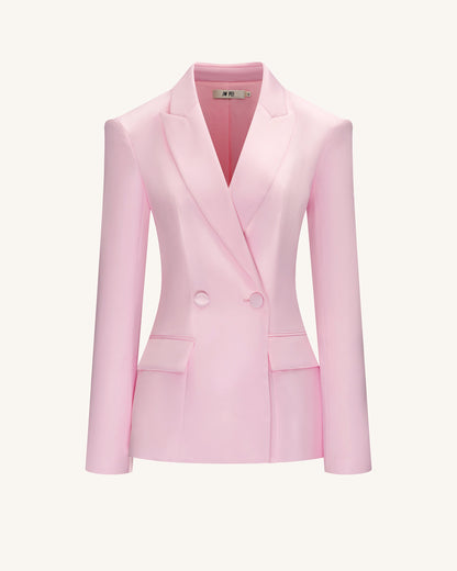 Lily Satin Double-Breasted Blazer Suit - Pink | JW PEI