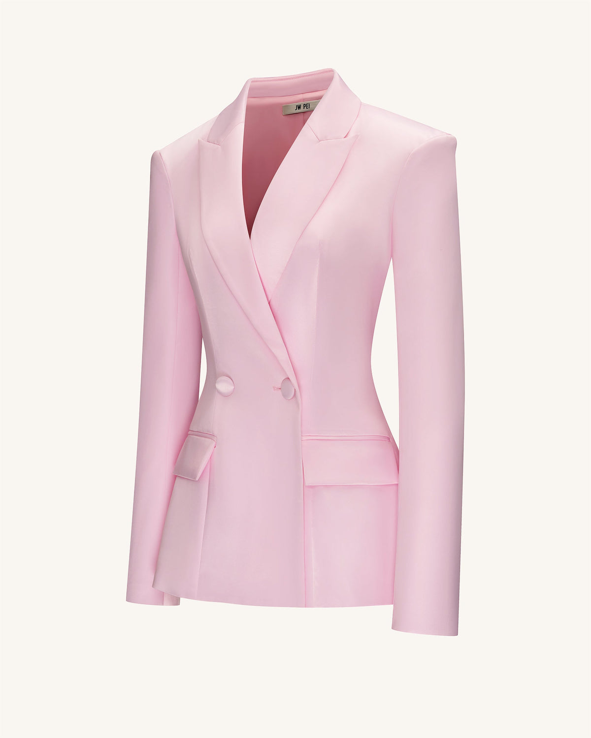 Lily Satin Double-Breasted Blazer Suit - Pink | JW PEI