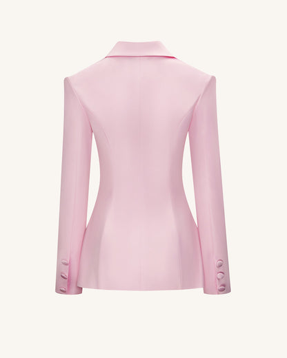 Lily Satin Double-Breasted Blazer Suit - Pink | JW PEI