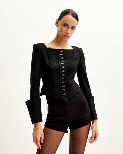 Lydia Corset-Inspired Blazer - Black | JW PEI