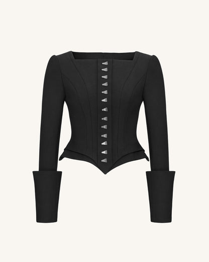 Lydia Corset-Inspired Blazer - Black | JW PEI