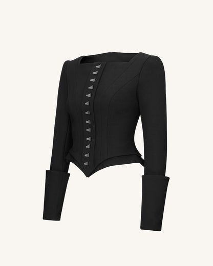 Lydia Corset-Inspired Blazer - Black | JW PEI