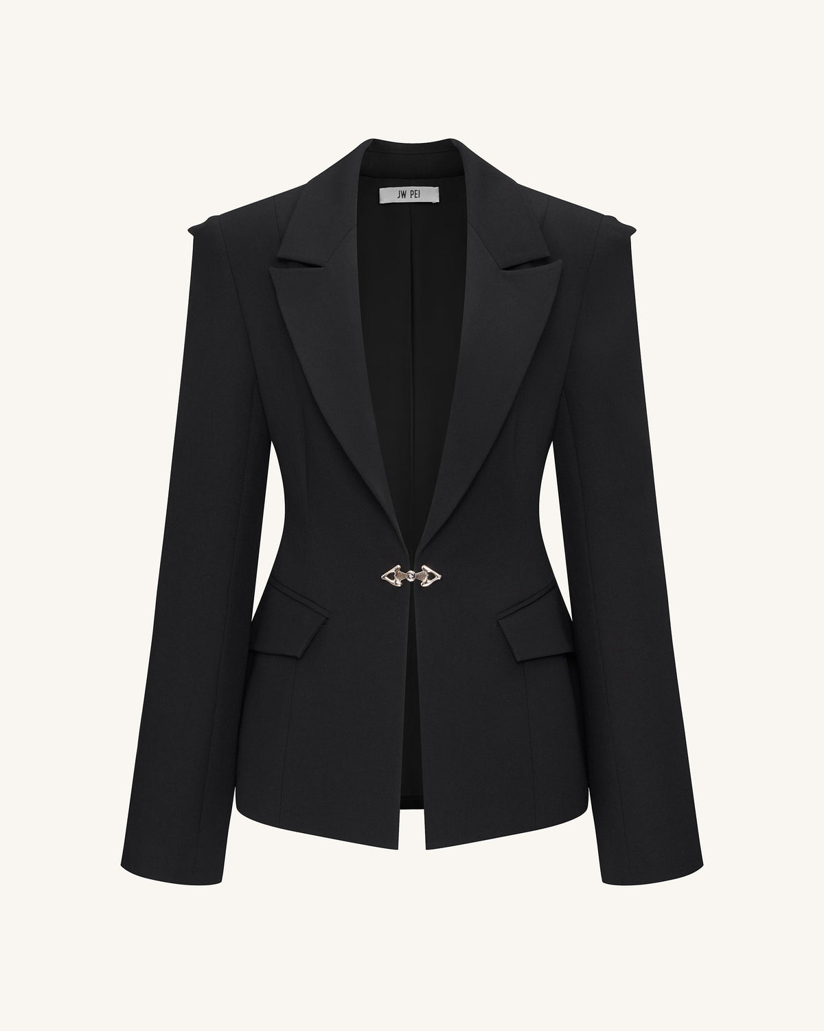 Layla Lock Buckle Deep-V Blazer - Black | JW PEI