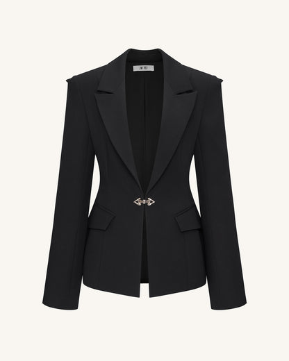 Layla Lock Buckle Deep-V Blazer - Black | JW PEI