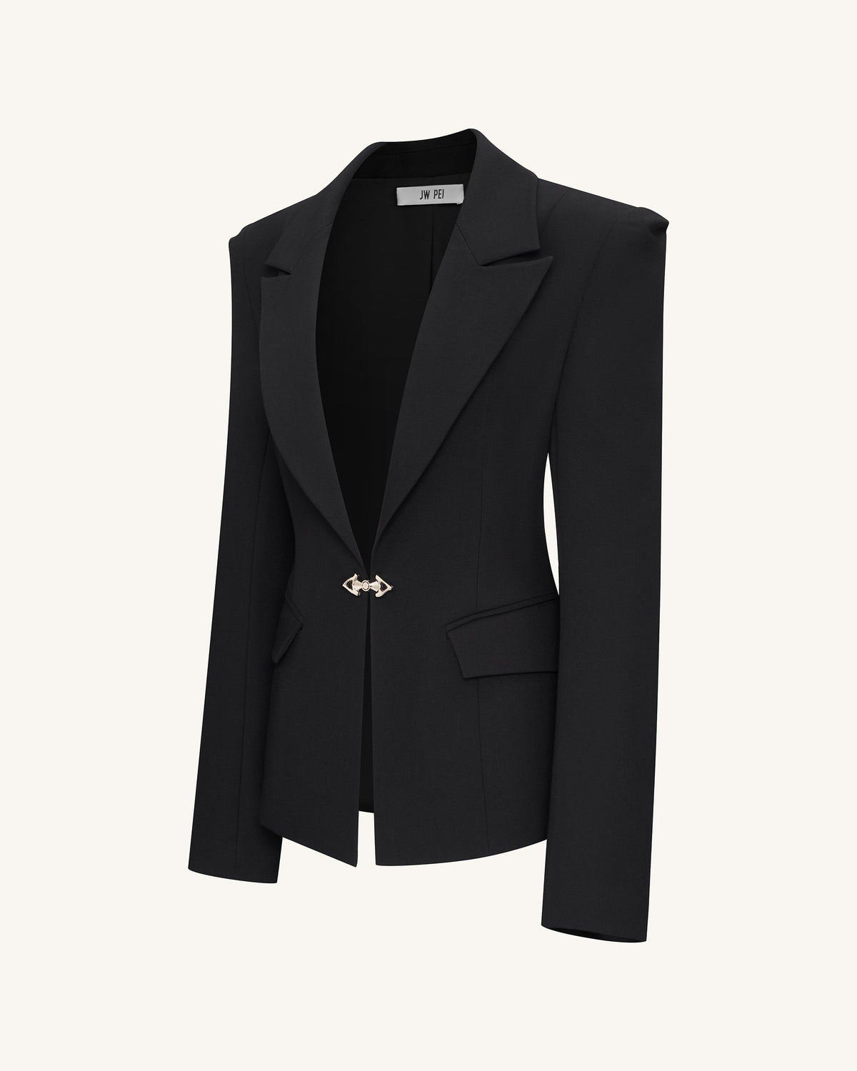 Layla Lock Buckle Deep-V Blazer - Black | JW PEI