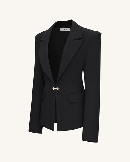 Layla Lock Buckle Deep-V Blazer - Black | JW PEI