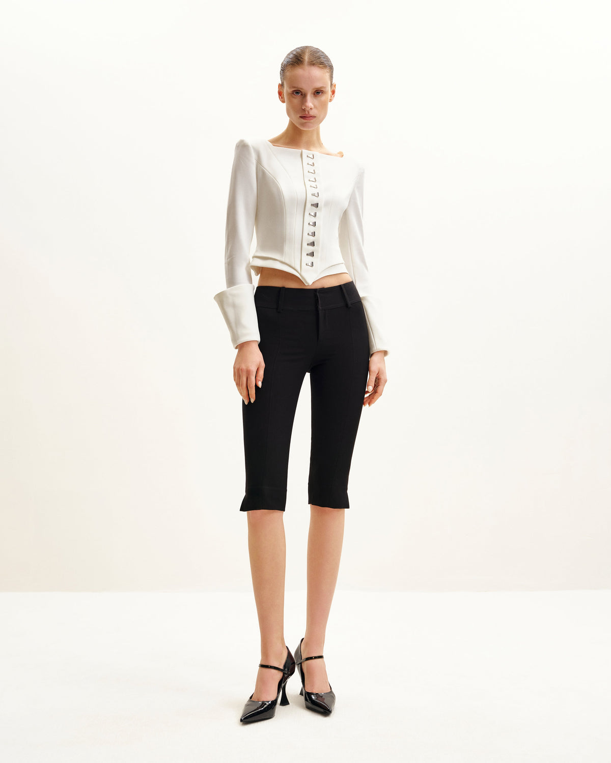 Lydia Corset-Inspired Blazer - White | JW PEI