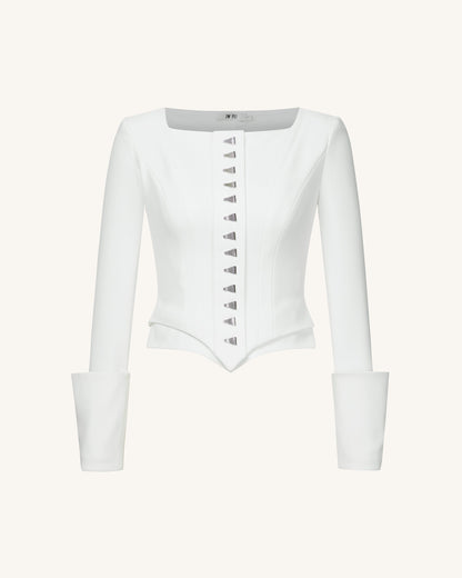 Lydia Corset-Inspired Blazer - White | JW PEI