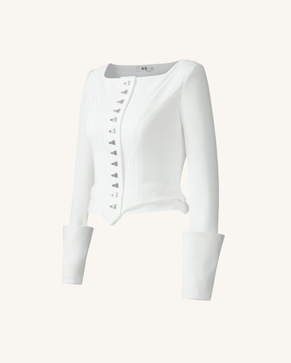 Lydia Corset-Inspired Blazer - White | JW PEI