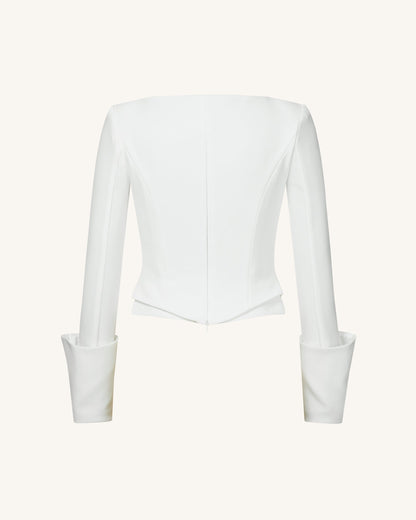 Lydia Corset-Inspired Blazer - White | JW PEI