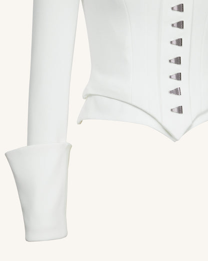 Lydia Corset-Inspired Blazer - White | JW PEI