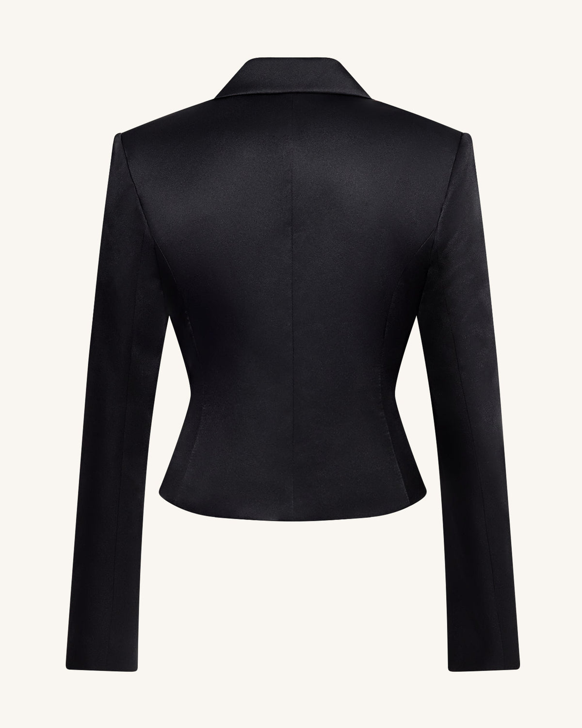 Satin Sculpted Waist Cropped Blazer - Black | JW PEI