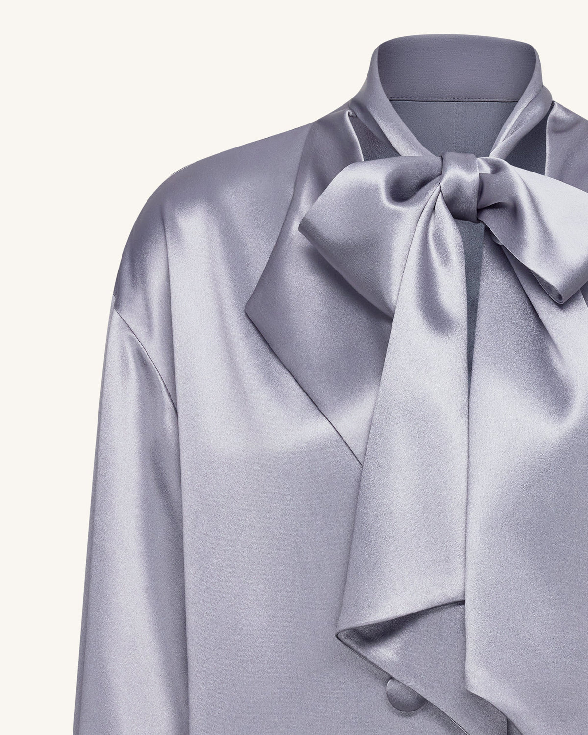 Ribbon Tie Balloon Sleeve Longline Blazer - Silver | JW PEI