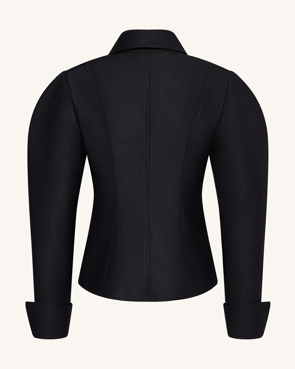 Scalloped Placket Leg of Mutton Blazer - Black | JW PEI