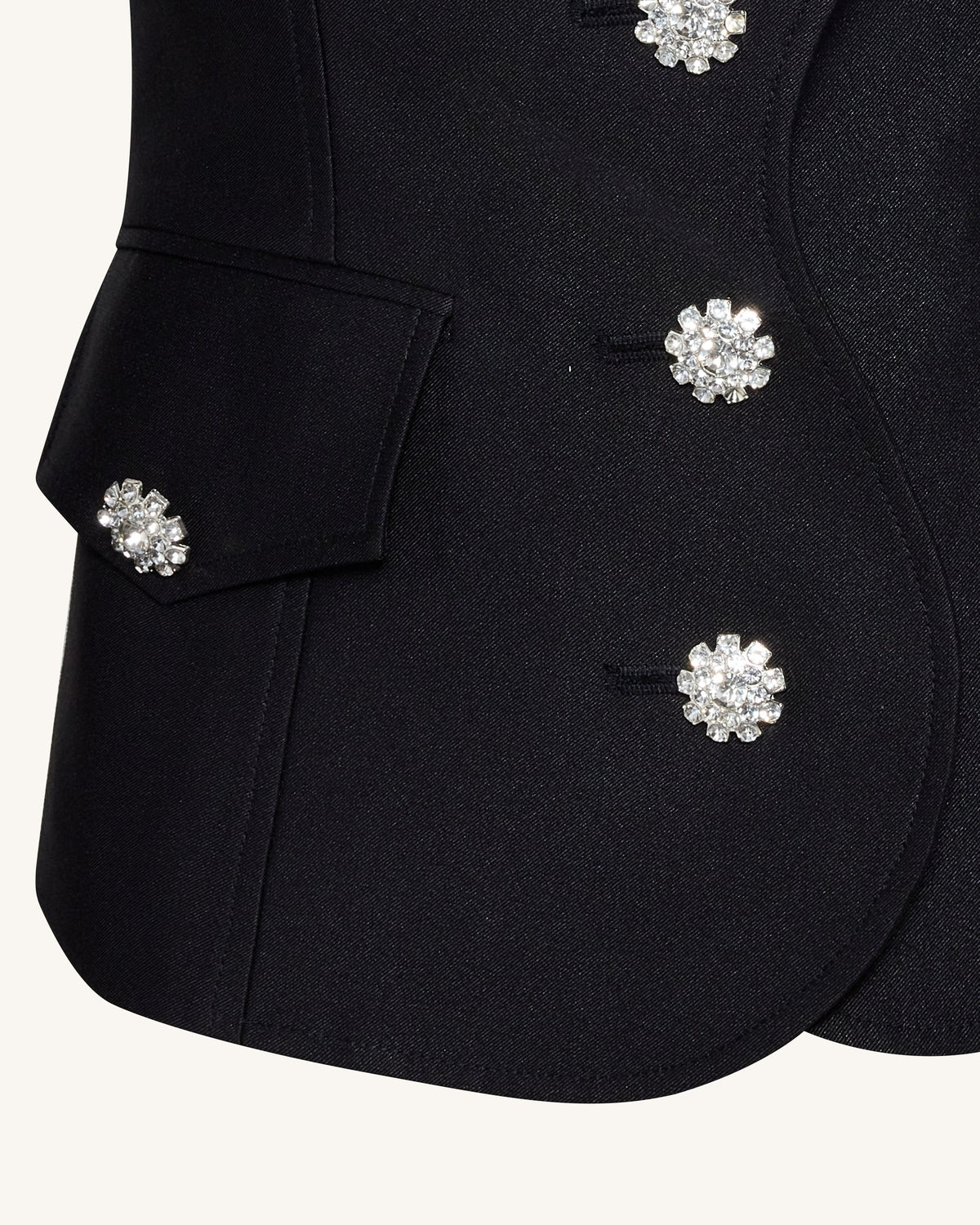 Scalloped Placket Leg of Mutton Blazer - Black | JW PEI