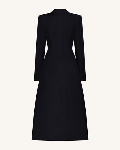 Structured Peak-Lapel Cutaway Maxi Blazer - Black | JW PEI