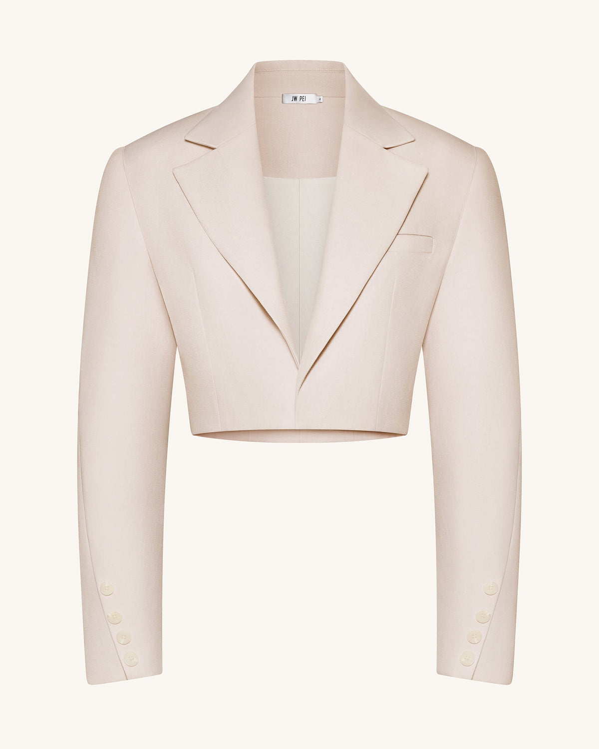 Structured Power-Shoulder Cropped Blazer - Beige | JW PEI
