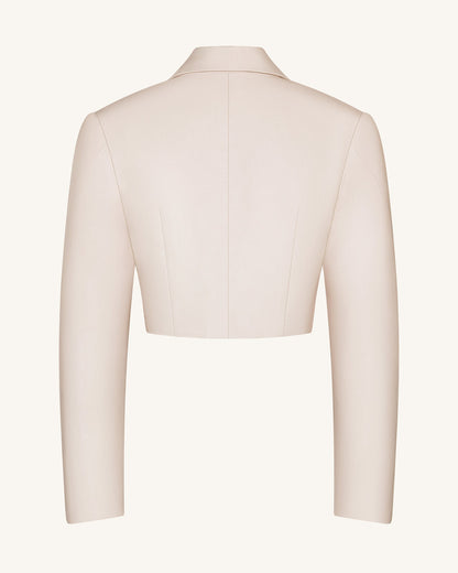 Structured Power-Shoulder Cropped Blazer - Beige | JW PEI