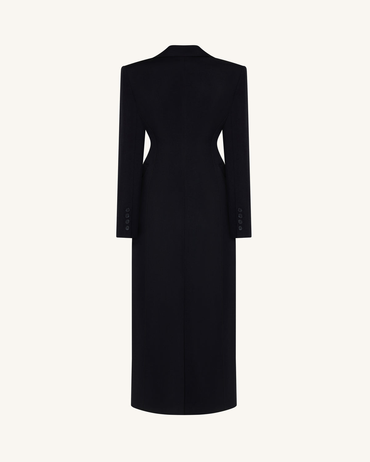 Structured Shoulder Fitted Lapel Maxi Coat - Black | JW PEI