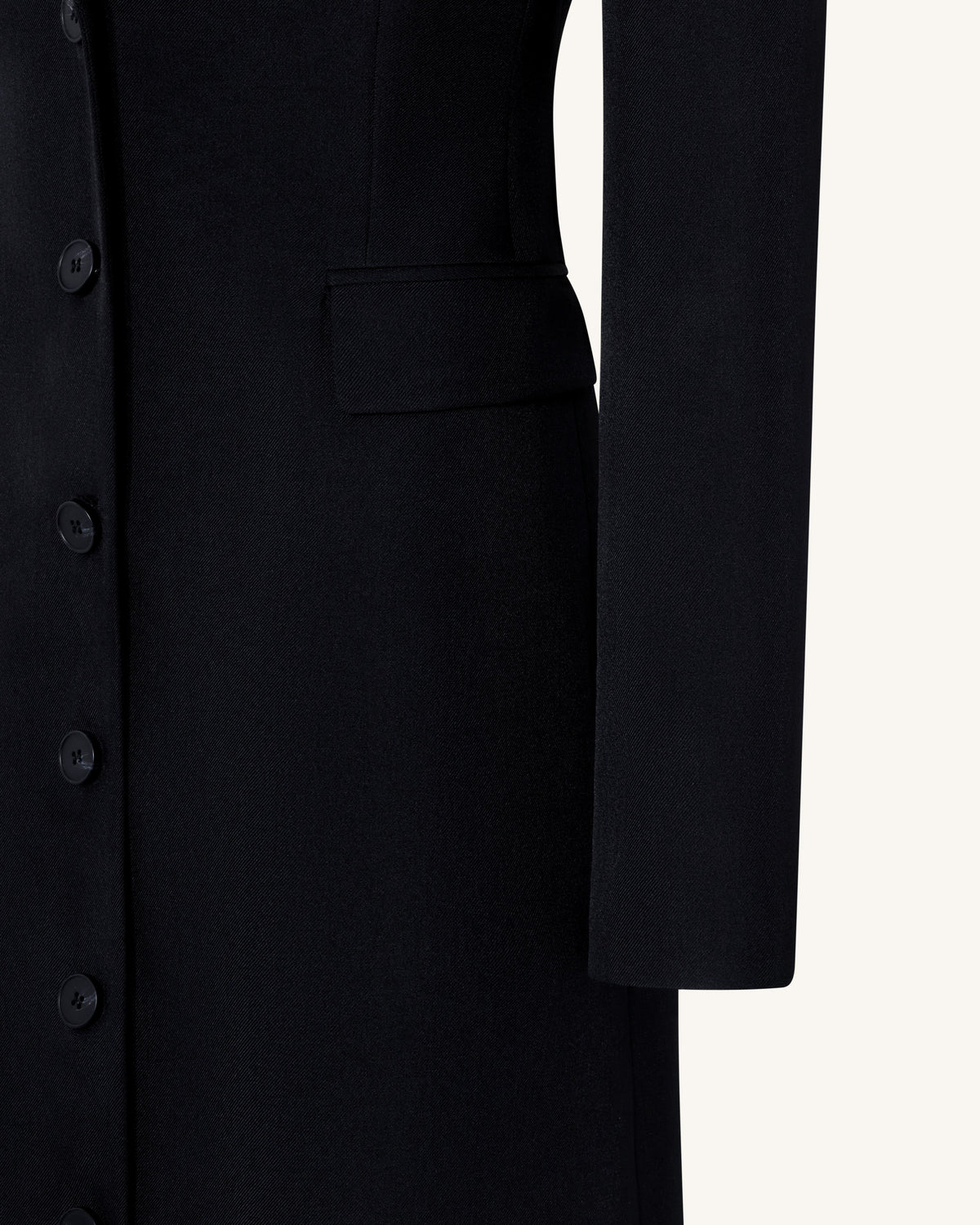 Structured Shoulder Fitted Lapel Maxi Coat - Black | JW PEI