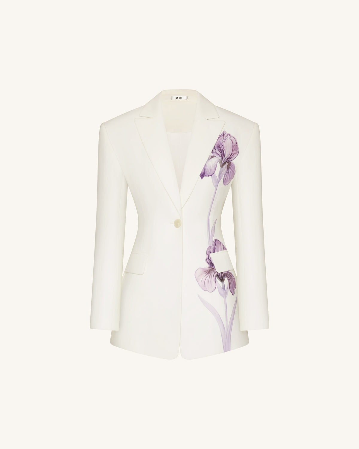 Iris Embroidery Hourglass Blazer - White | JW PEI