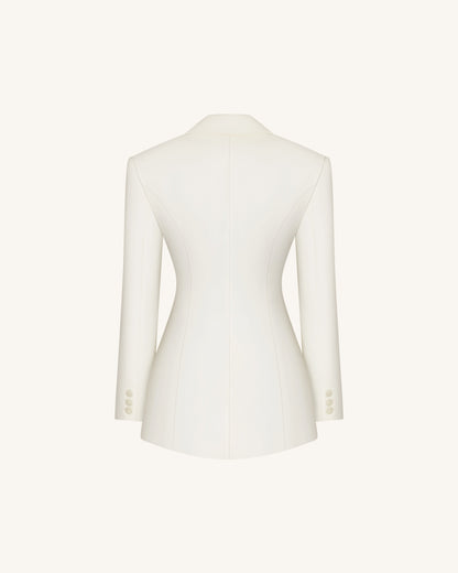 Iris Embroidery Hourglass Blazer - White | JW PEI