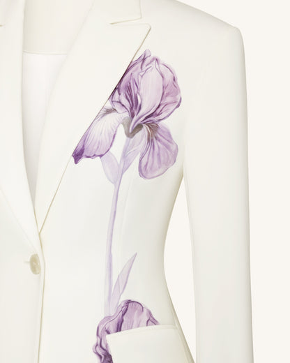 Iris Embroidery Hourglass Blazer - White | JW PEI