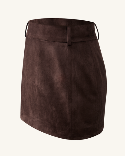 Grace Faux Suede Crop Top and Mini Skirt Set - Chocolate Brown | JW PEI
