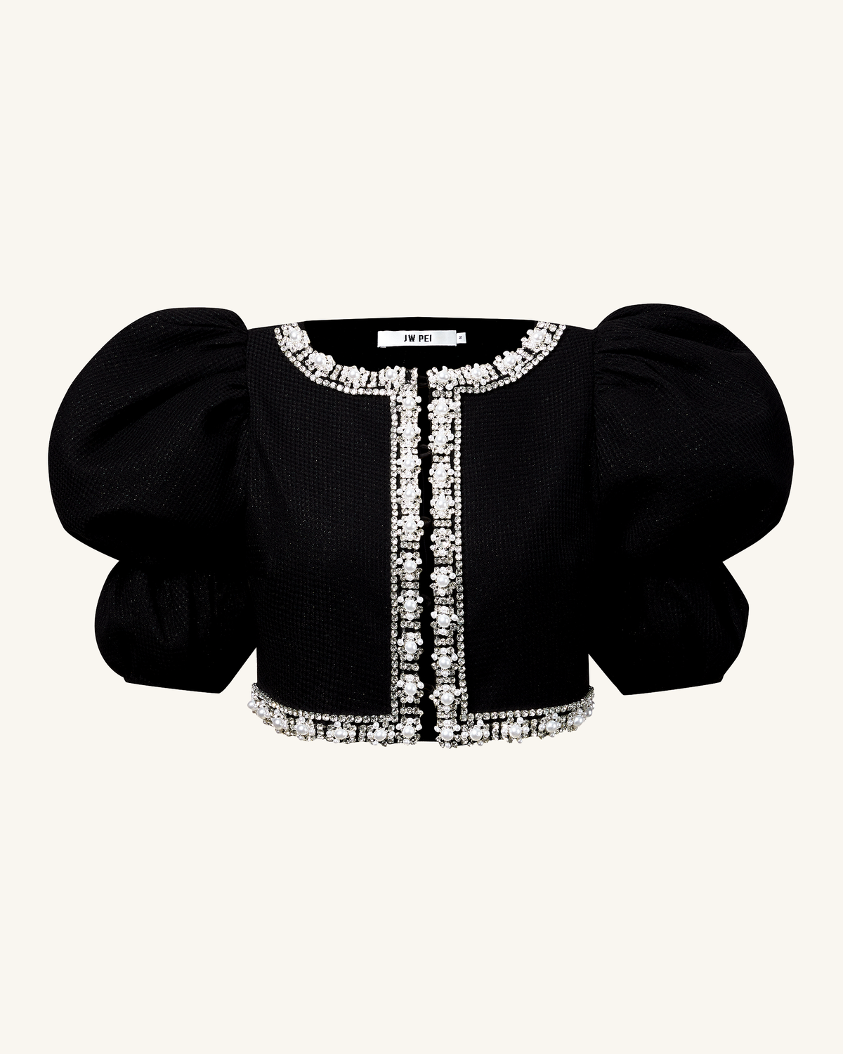 Pearl-Embellished Tweed Set - Black | JW PEI