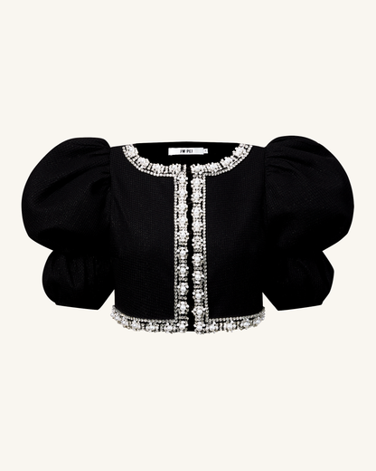 Pearl-Embellished Tweed Set - Black | JW PEI