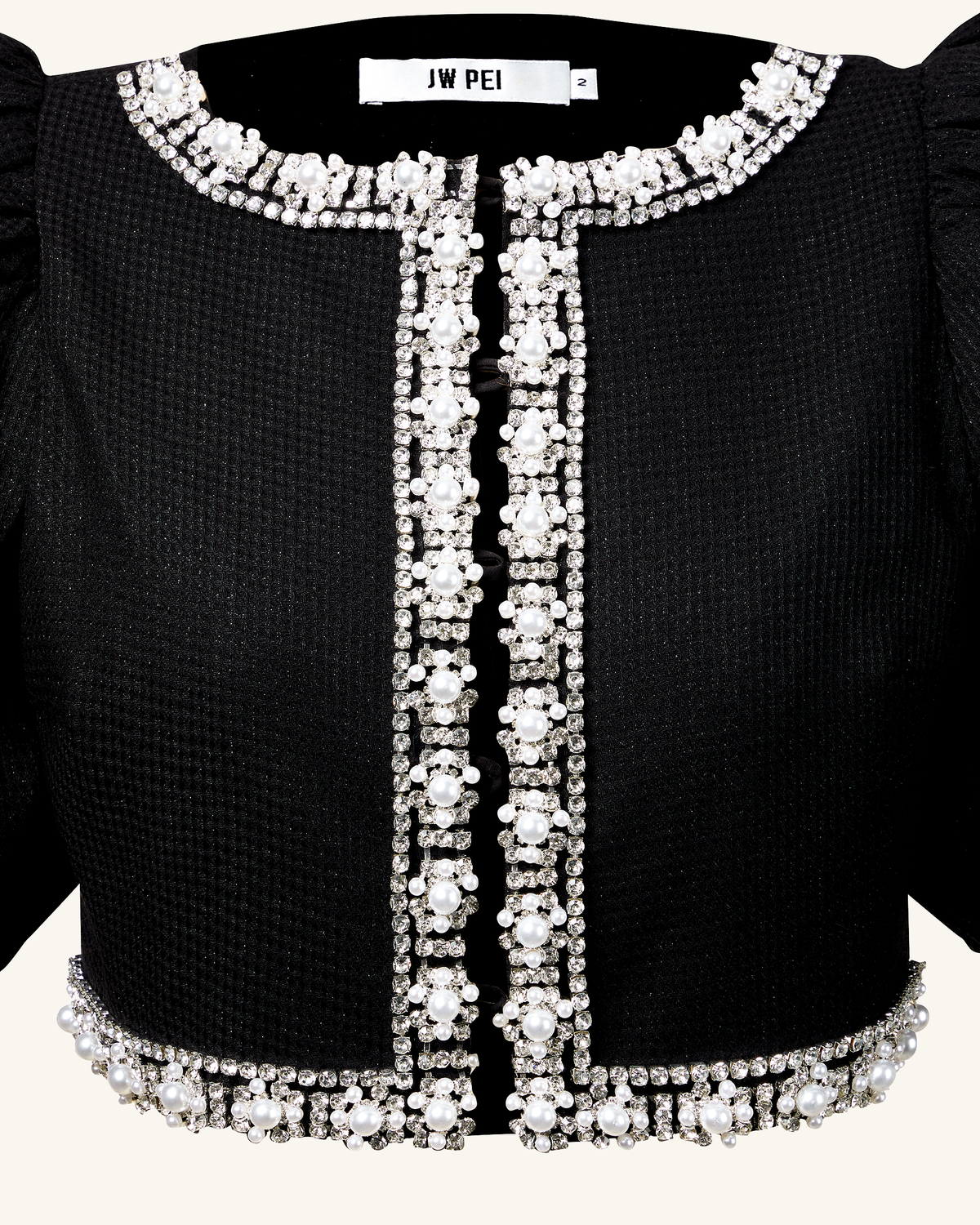 Pearl-Embellished Tweed Set - Black | JW PEI