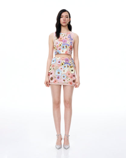 Valentino 3D Floral Embroidered Dress Set - Pastel Multi | JW PEI