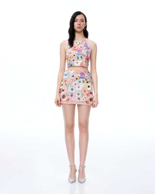 Valentino 3D Floral Embroidered Dress Set - Pastel Multi | JW PEI