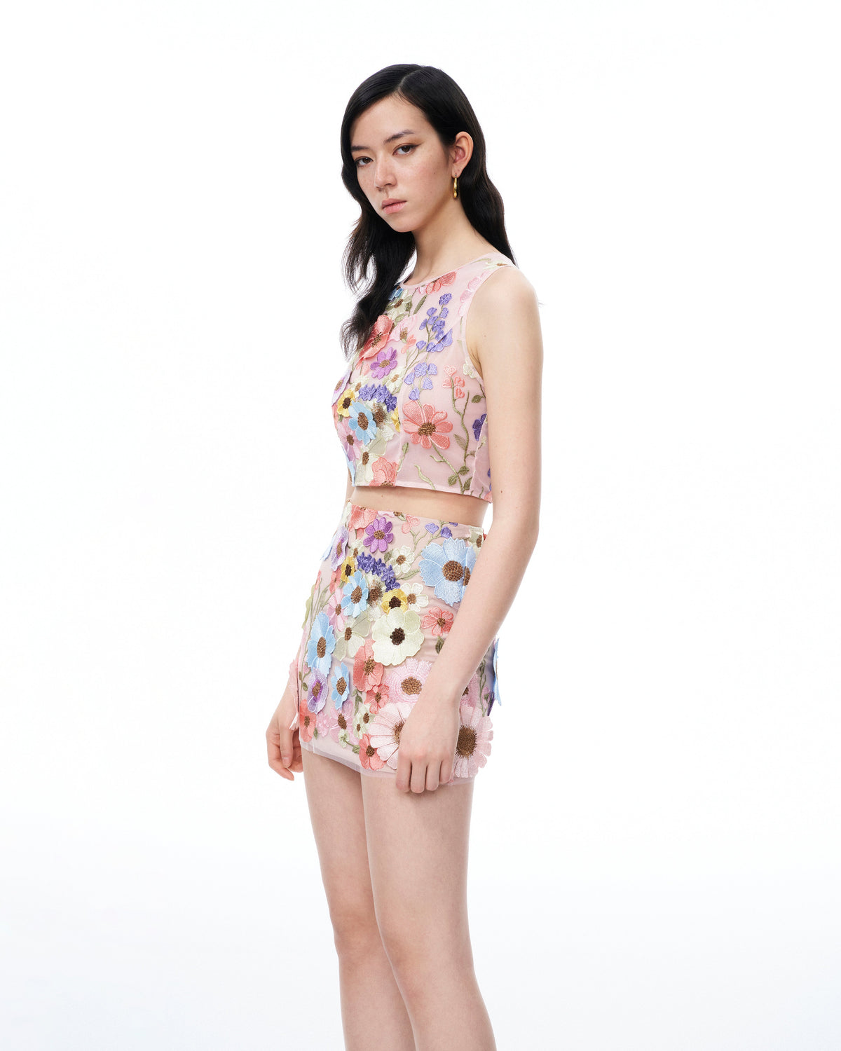 Valentino 3D Floral Embroidered Dress Set - Pastel Multi | JW PEI